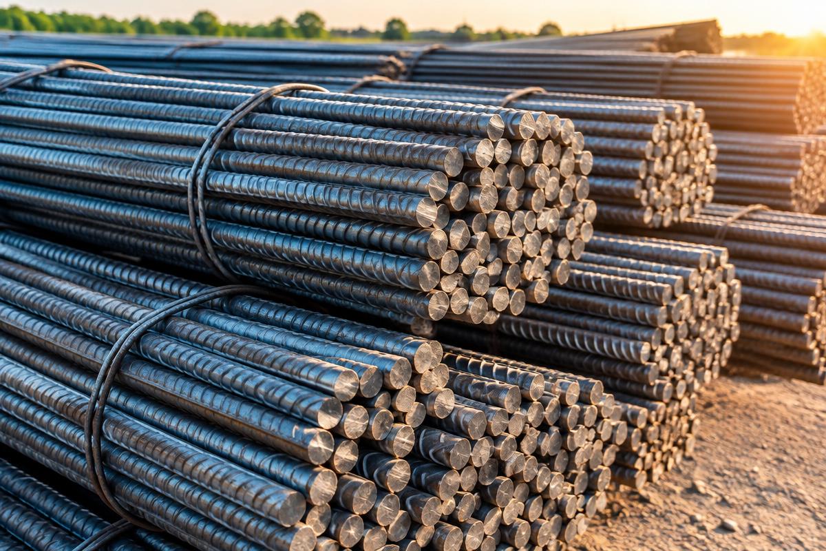 Bundles of ribbed TMT steel reinforcement bars